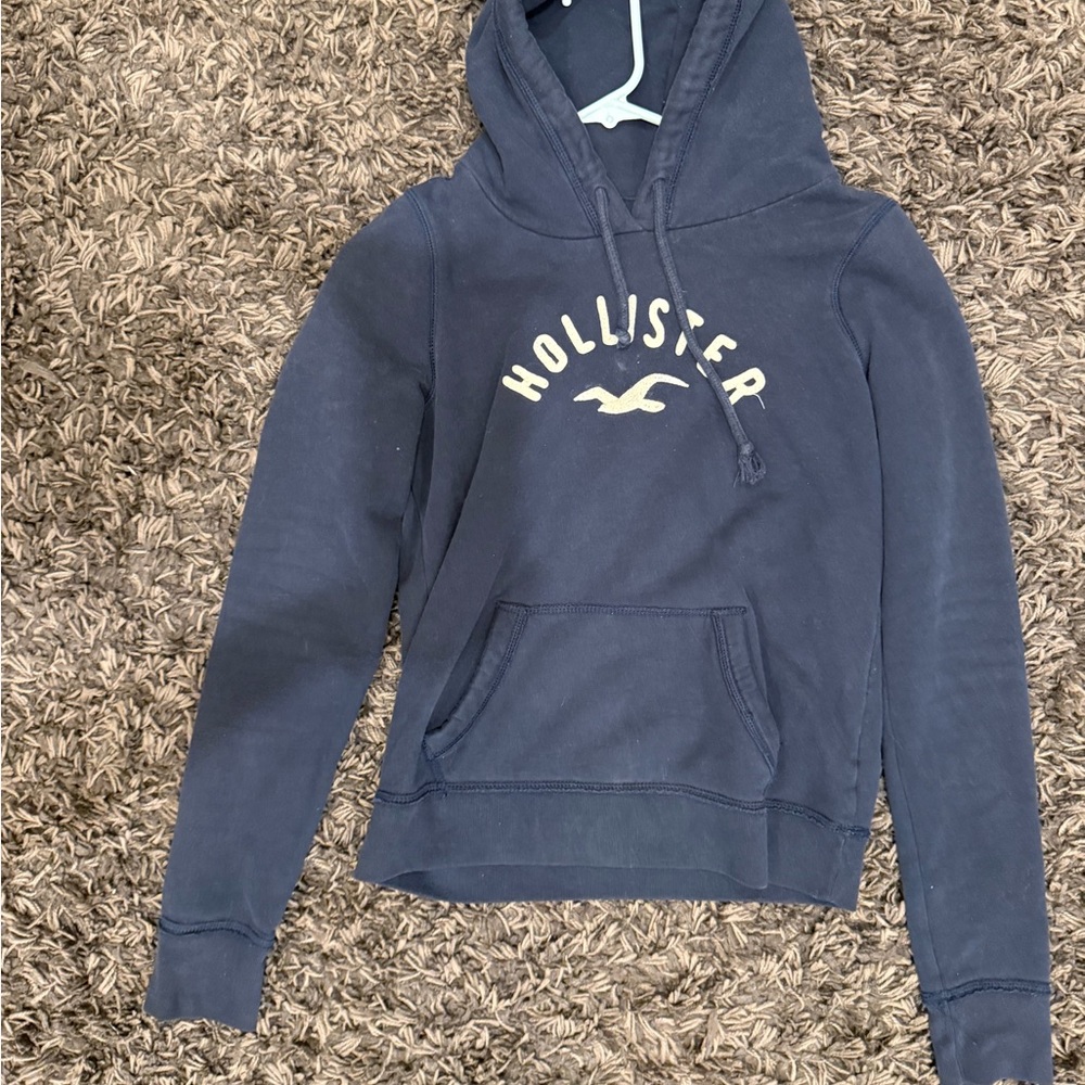Hollister Women's Dark Blue Hoodie Sweater